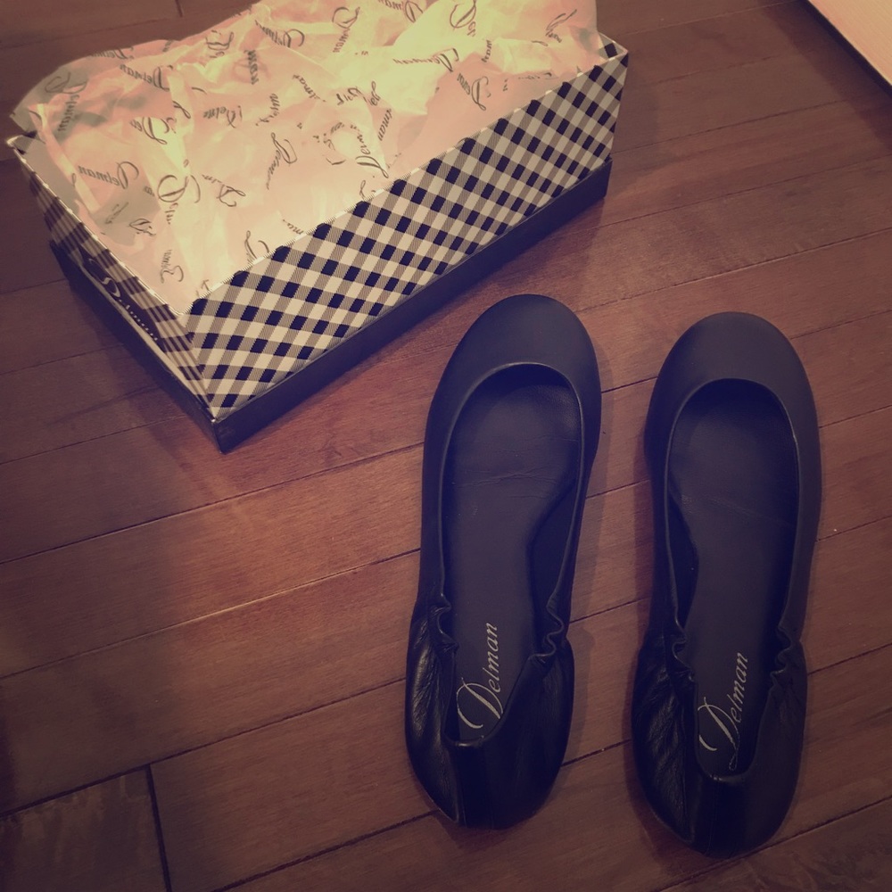 Delman Mona Black Ballet Flats